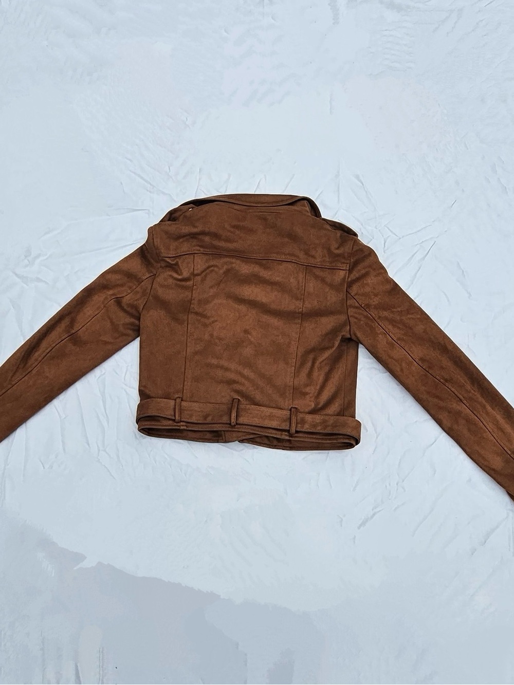 Brown Faux Suede Moto Jacket - Picture 6 of 16